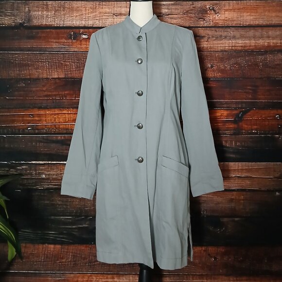 NWT Coldwater Creek Long Jacket M Pewter Gray Button Front - Picture 2 of 9